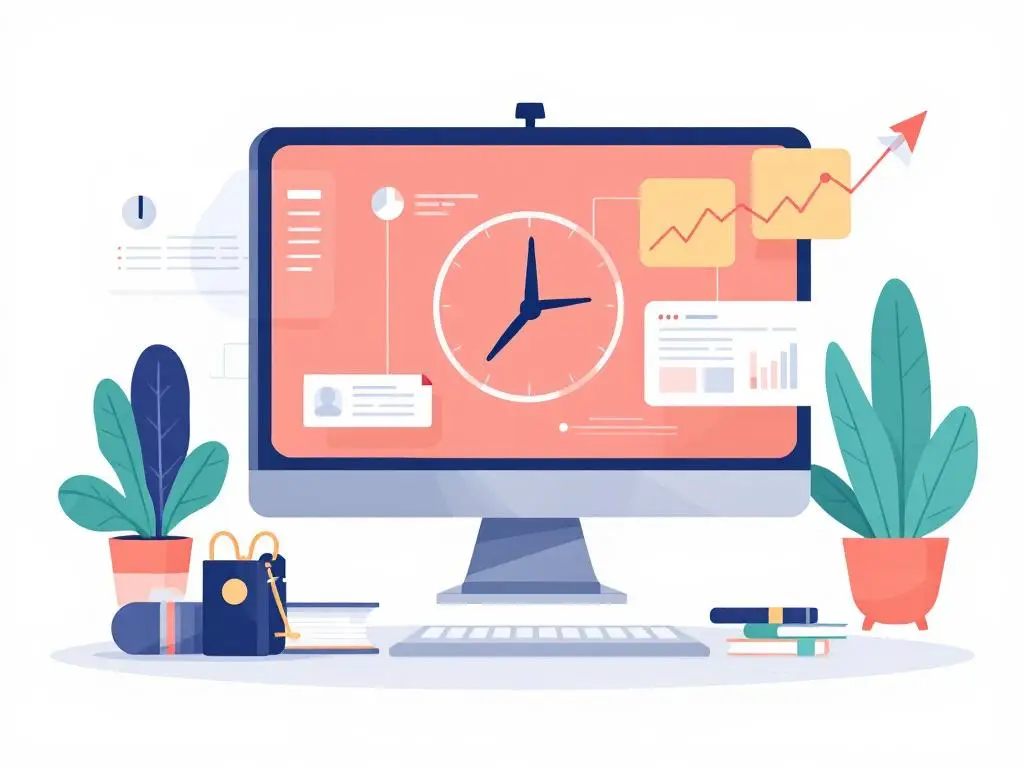 A professional abstract illustration representing the concept of Track Where Your Time Actually Goes in Small Business Man...