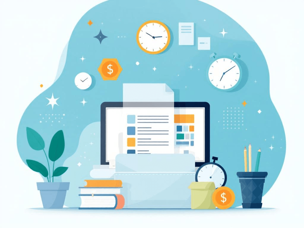 A professional abstract illustration representing the concept of The 15-minute habit in Bookkeeping